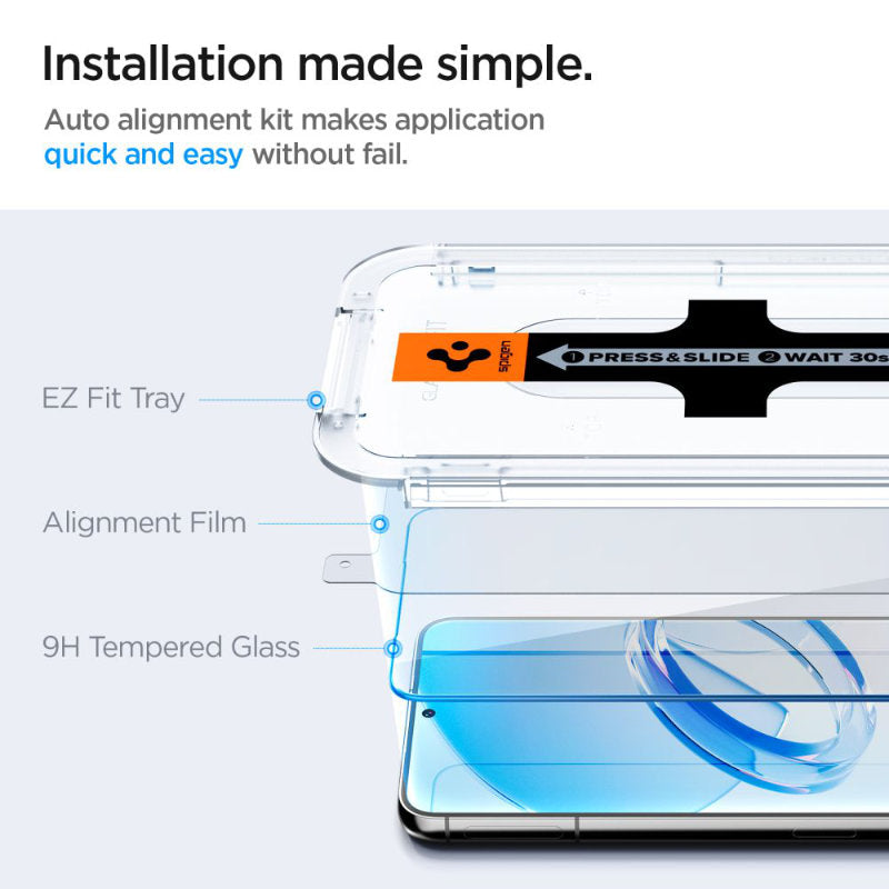 Spigen Glas.TR EZ Fit 2 pakuotės – grūdintas stiklas Samsung Galaxy S23, 2 vnt. (skaidrus)