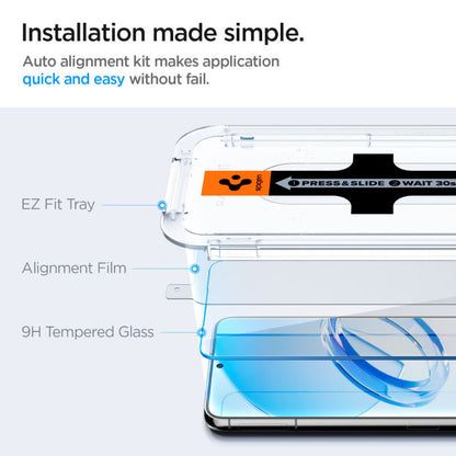 Spigen Glas.TR EZ Fit 2 pakuotės – grūdintas stiklas Samsung Galaxy S23, 2 vnt. (skaidrus)