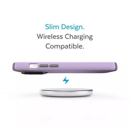 "Speck Presidio2 Pro" - dėklas "iPhone 14 Pro Max" su MICROBAN danga (pavasario violetinės / debesų pilkumo / baltos spalvos)