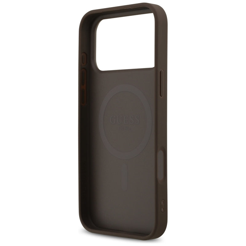 Guess 4G Printed Stripes MagSafe - Dėklas iPhone 17 Pro Max (ruda)