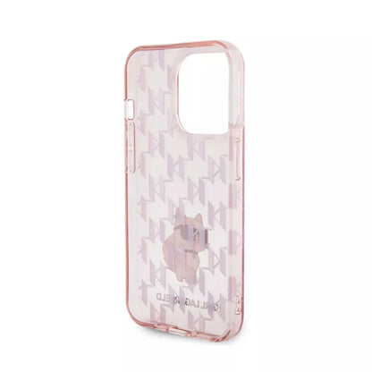 Karl Lagerfeld Monogram Choupette Dėklas iPhone 15 Pro (Rožinis)