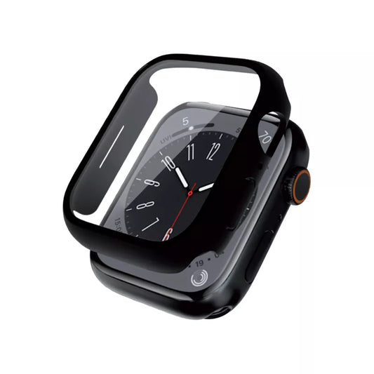 Crong Hybrid laikrodžio dėklas – dėklas su stiklu, skirtas „Apple Watch“ 41 mm (juodas)