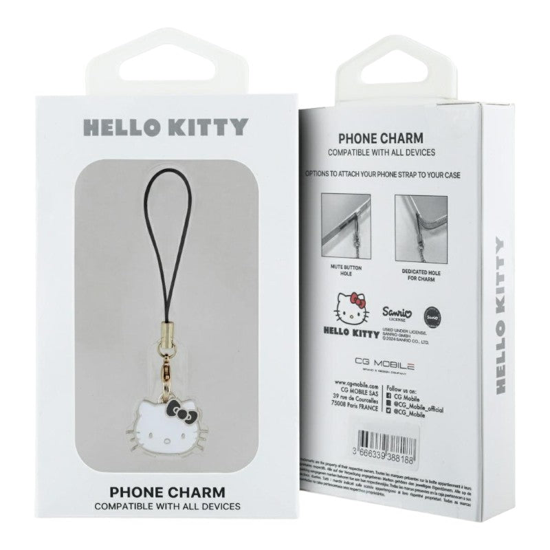 Hello Kitty telefono dirželis, pakabukas "Kitty galva" – telefono pakabukas (juodas)