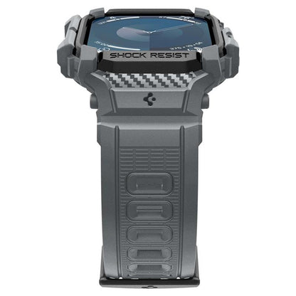 Spigen Rugged Armor Pro – dirželis su dėklu, skirtas „Apple Watch 10“ 46 mm (tamsiai pilka)