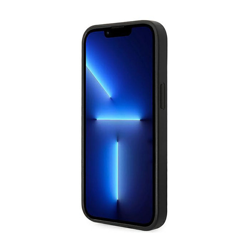 Guess 4G apatinio dryžuoto metalinio logotipo kolekcija – dėklas, skirtas iPhone 14 Plus (pilkas)