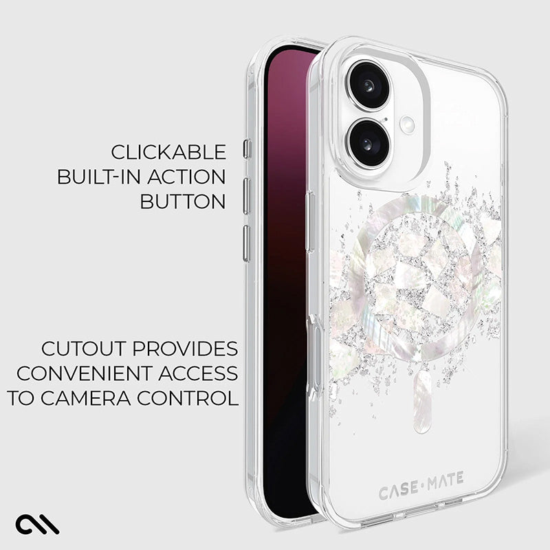 Case-Mate Karat MagSafe – dėklas, skirtas „iPhone 16“, su perlo inkrustacija („A Touch of Pearl“)