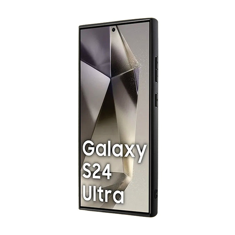 BMW Signature Leather Crossing Lines Pattern – dėklas, skirtas Samsung Galaxy S24 Ultra (juodas)