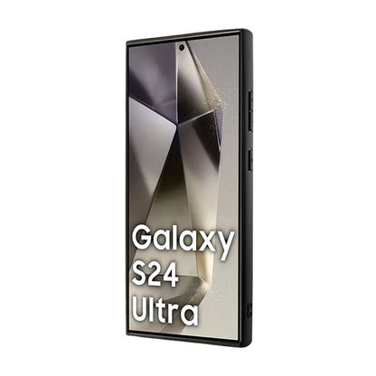 BMW Signature Leather Crossing Lines Pattern – dėklas, skirtas Samsung Galaxy S24 Ultra (juodas)