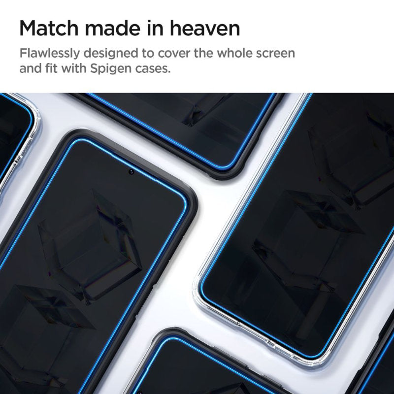 Spigen Glas.TR EZ Fit 2 pakuotės – grūdintas stiklas Samsung Galaxy S23, 2 vnt. (skaidrus)