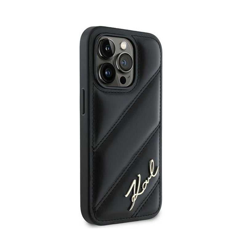 Karl Lagerfeld Diagonal Quilted Script – dėklas, skirtas „iPhone 13 Pro“ (juodas)