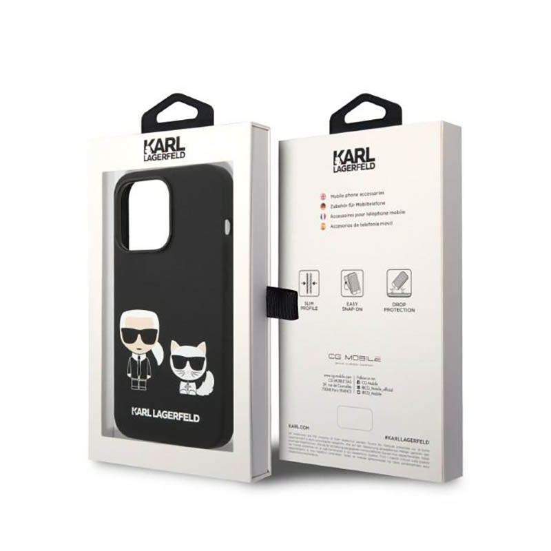 Karl Lagerfeld Skystas silikonas Karl & Choupette MagSafe - Dėklas skirtas iPhone 14 Pro Max (Juodas)