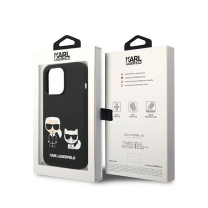 Karl Lagerfeld Skystas silikonas Karl & Choupette MagSafe - Dėklas skirtas iPhone 14 Pro Max (Juodas)