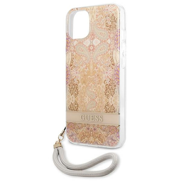 Guess Flower Cord - „iPhone 13 mini“ dėklas (auksinis)