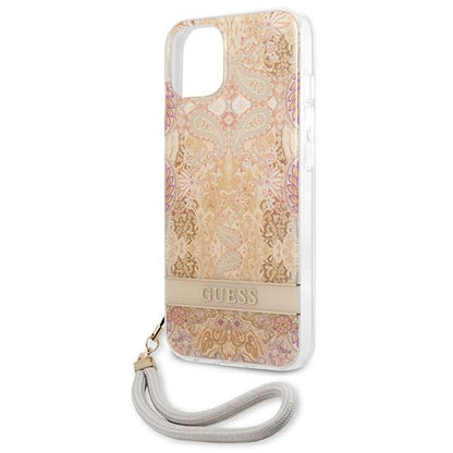 Guess Flower Cord - „iPhone 13 mini“ dėklas (auksinis)