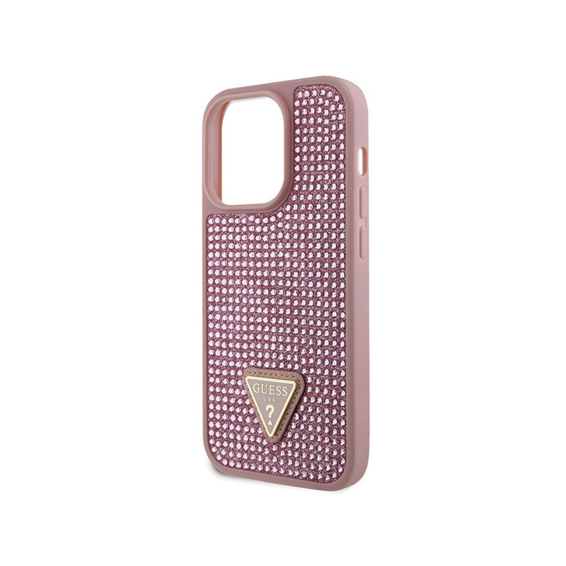 Guess Rhinestone Triangle – dėklas, skirtas iPhone 14 Pro (rožinis)