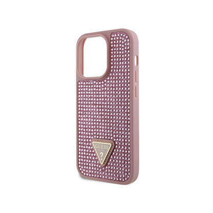 Guess Rhinestone Triangle – dėklas, skirtas iPhone 14 Pro (rožinis)