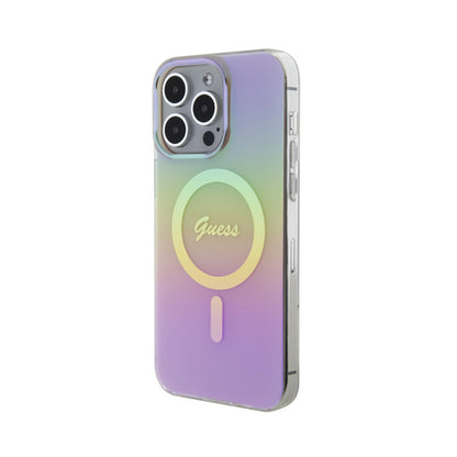 Guess IML Iridescent MagSafe – dėklas iPhone 15 Pro (rožinis)