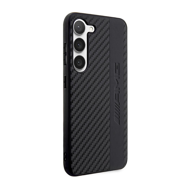 AMG Carbon Stripe & Embossed – dėklas, skirtas „Samsung Galaxy S23+“ (juodas)