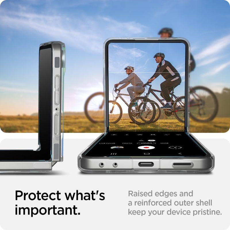Spigen Airskin Mag MagSafe – dėklas, skirtas Samsung Galaxy Z Flip 7 (Skaidrus/Baltas)