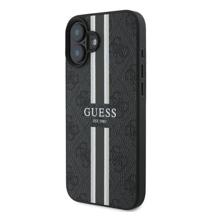 Guess 4G Printed Stripes MagSafe – dėklas iPhone 16 Plus (juodas)