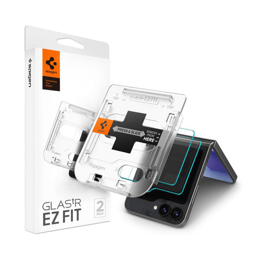 Spigen Glas.TR EZ Fit 2-Pack - Apsauginis grūdintas stiklas, skirtas Samsung Galaxy Z Flip 6 / 7 FE (2 vnt.)