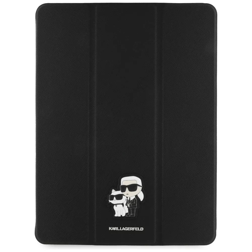 Karl Lagerfeld Knygos tipo dėklas Saffiano magnetinis Karl & Choupette - skirtas iPad Air 13” M3 (2025) / iPad Air 13” M2 (2024) (juoda)