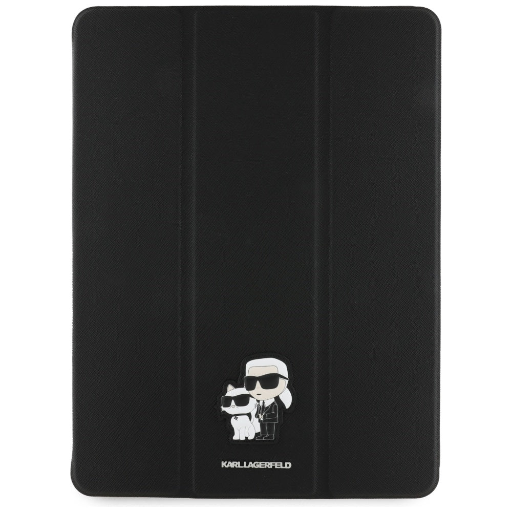Karl Lagerfeld Knygos tipo dėklas Saffiano magnetinis Karl & Choupette - skirtas iPad Air 13” M3 (2025) / iPad Air 13” M2 (2024) (juoda)