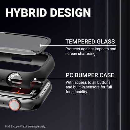 Crong Hybrid dėklas - Dėklas su stiklu Apple Watch 41mm (juodas)