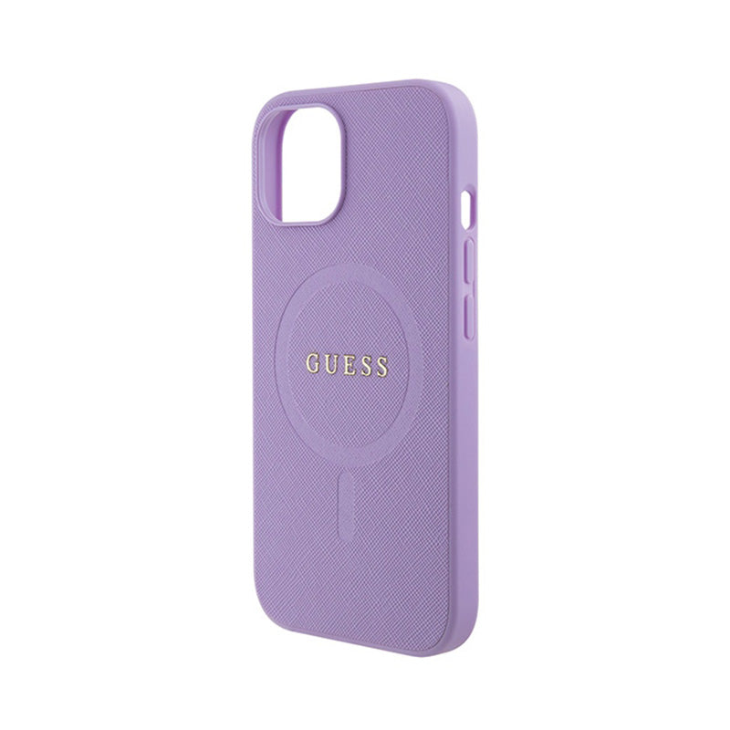 Guess Saffiano MagSafe - iPhone 15 dėklas (violetinis)