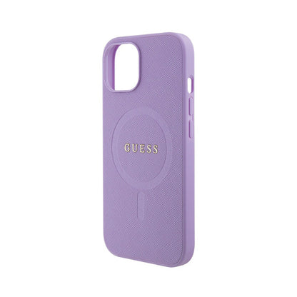 Guess Saffiano MagSafe - iPhone 15 dėklas (violetinis)