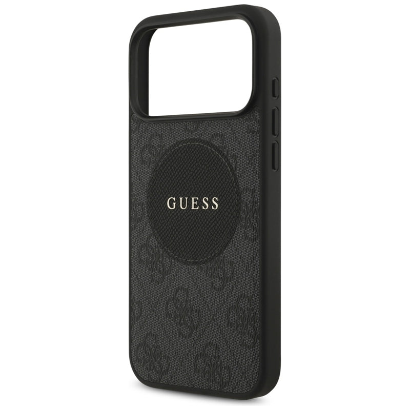 Guess 4G Circle Classic Logo MagSafe – Dėklas iPhone 17 Pro Max (Juodas)
