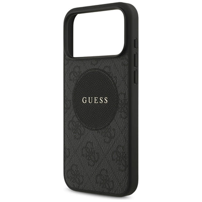 Guess 4G Circle Classic Logo MagSafe – Dėklas iPhone 17 Pro Max (Juodas)