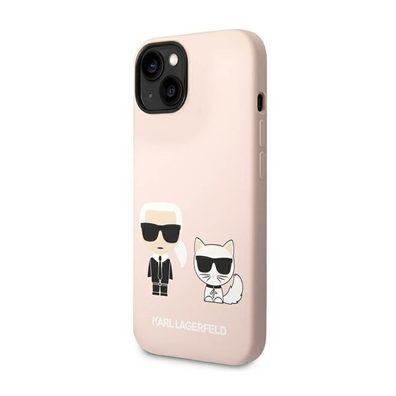 Karl Lagerfeld Liquid Silicone Karl & Choupette MagSafe – dėklas, skirtas iPhone 14 Plus (rožinės spalvos)