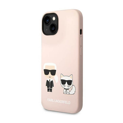 Karl Lagerfeld Liquid Silicone Karl & Choupette MagSafe – dėklas, skirtas iPhone 14 Plus (rožinės spalvos)