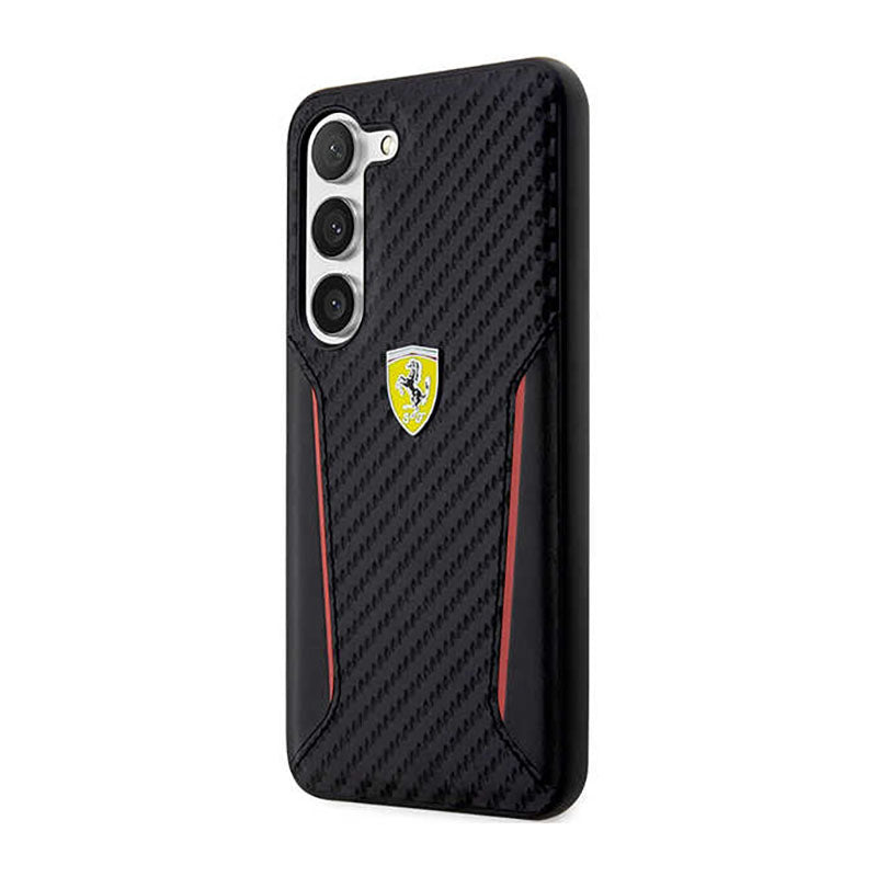 Ferrari anglies kontrasto kraštai - dėklas Samsung Galaxy S23+ (juodas)