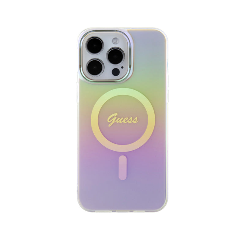 Guess IML Iridescent MagSafe – dėklas iPhone 15 Pro (rožinis)