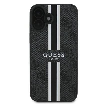 Guess 4G Printed Stripes MagSafe – dėklas iPhone 16 Plus (juodas)