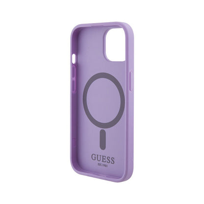 Guess Saffiano MagSafe - iPhone 15 dėklas (violetinis)