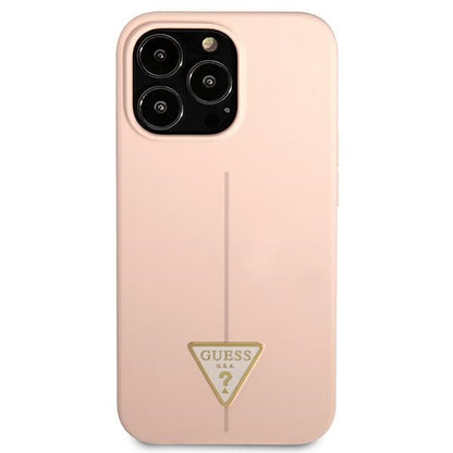 Guess Silicone Triangle Logo – dangtis, skirtas iPhone 13 Pro (rožinės spalvos)