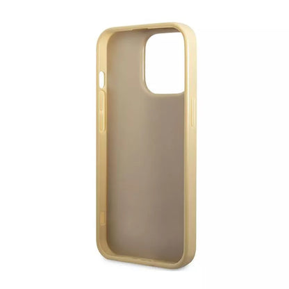 Guess Glitter Flakes Metal Logo dėklas – dėklas skirtas iPhone 14 Pro Max (aukso spalvos)