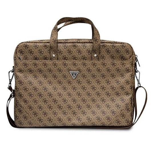 Guess Saffiano 4G Triangle Logo kompiuterio krepšys – nešiojamojo kompiuterio krepšys 15”/16” (ruda)