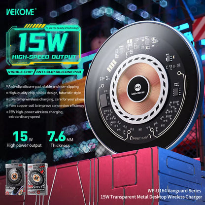 WEKOME WP-U164 serija "Vanguard" - Qi 15W belaidis indukcinis įkroviklis (Juoda)