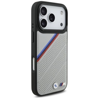 BMW M Tricolor Metal Logo MagSafe dėklas - iPhone 17 Pro (Pilkas)