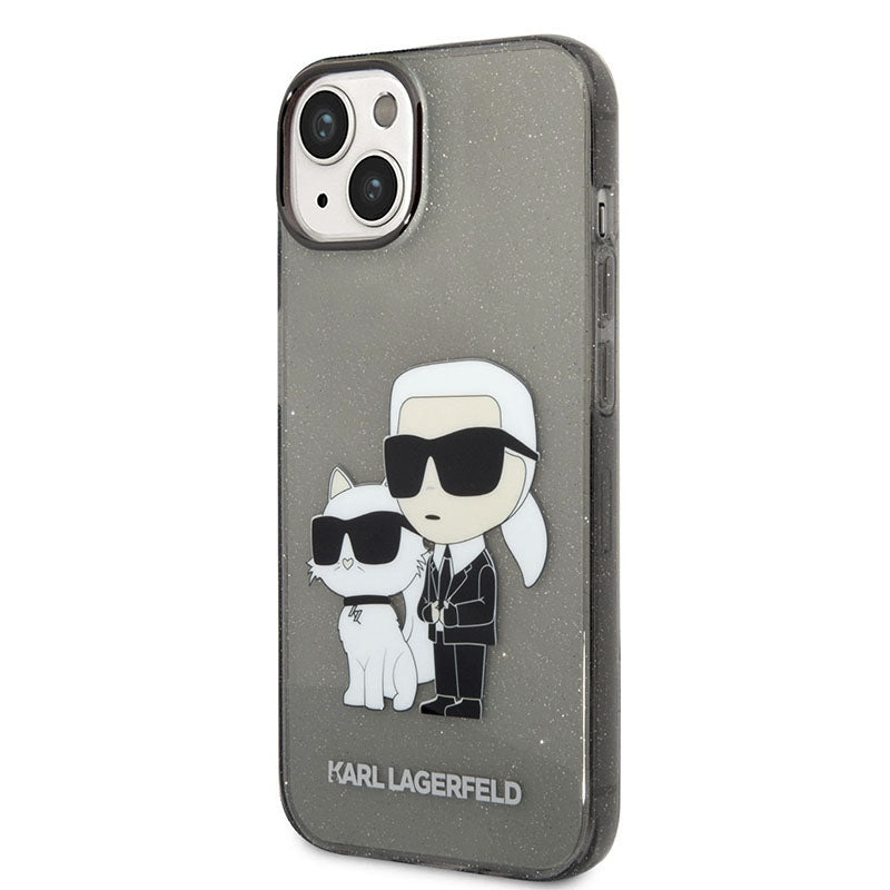 Karl Lagerfeld IML blizgučiai NFT Karl & Choupette - dėklas, skirtas „iPhone 14 Plus“ (juoda)