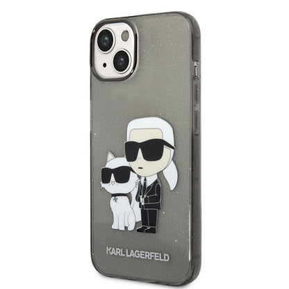 Karl Lagerfeld IML blizgučiai NFT Karl & Choupette - dėklas, skirtas „iPhone 14 Plus“ (juoda)