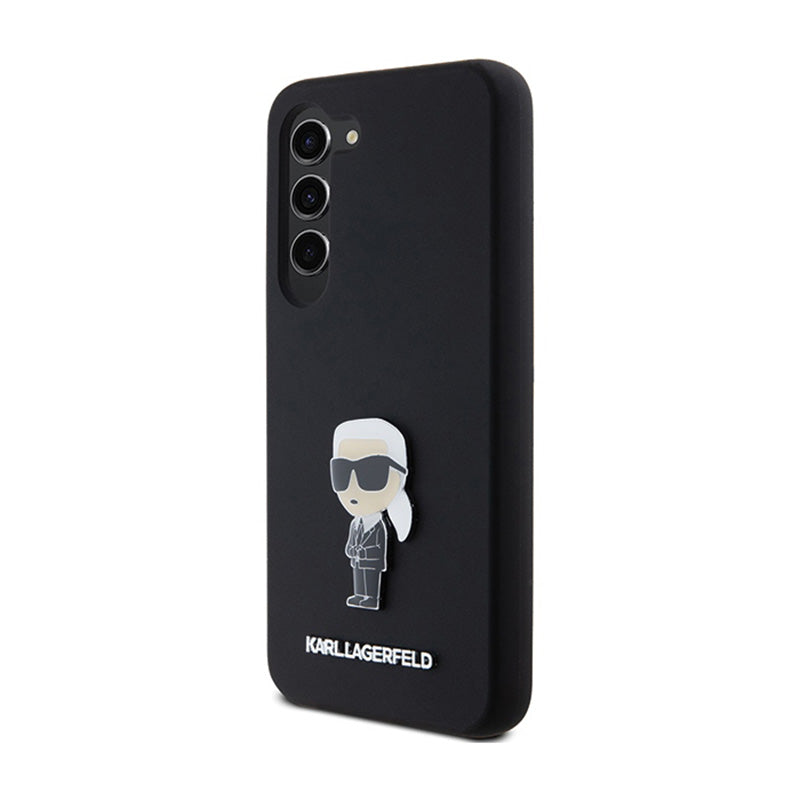 Karl Lagerfeld Silikoninis Ikonik Metalinis Kaištis – Dėklas Samsung Galaxy S24+ (juodas)