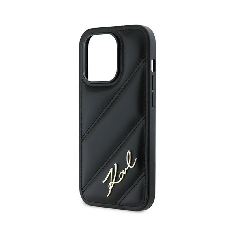 Karl Lagerfeld Diagonal Quilted Script – dėklas, skirtas „iPhone 13 Pro“ (juodas)