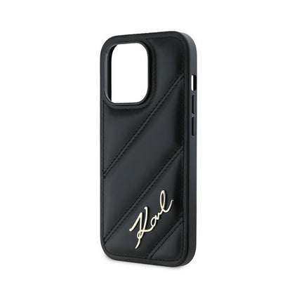 Karl Lagerfeld Diagonal Quilted Script – dėklas, skirtas „iPhone 13 Pro“ (juodas)