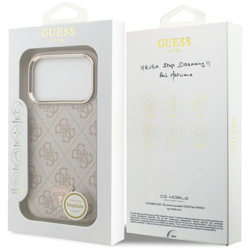 Guess 4G Triangle Logo MagSafe - Dėklas iPhone 17 Pro (rožinis)