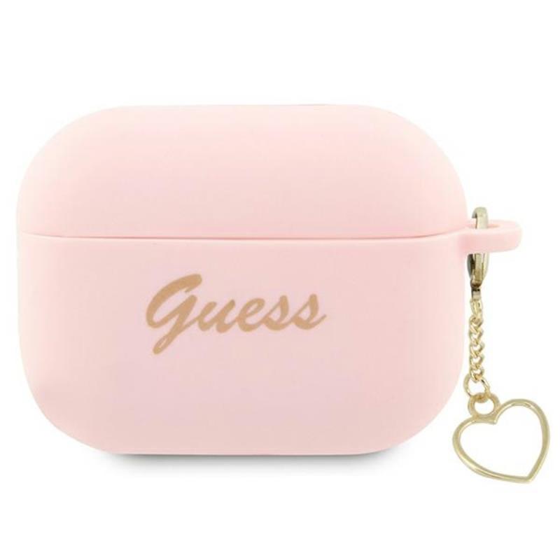 Guess silikoninis širdelės pakabukas – dėklas skirtas Apple AirPods Pro 2 (rožinė)